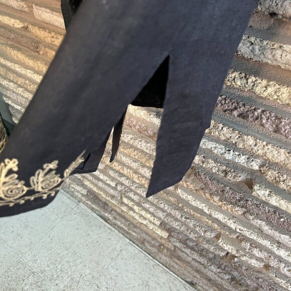 Sunny Leigh Vintage 100% Linen Black Embroidered Tunic Shirt Blouse Size Small - Picture 3 of 9